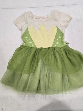 Disney Green and Cream Tulle Fairy Dress with Yellow Petal Detail